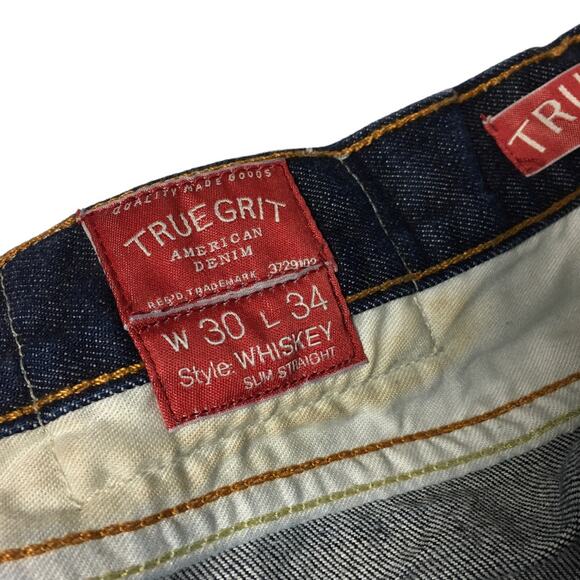 True Grit Whiskey Slim Straight Jeans‎ Button Fly Cone Denim Pants Men's 30 x 34 - Picture 3 of 11